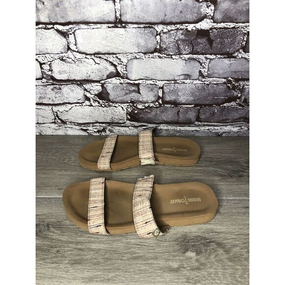 Minnetonka 532288 Pink Fabric Striped Casual Slides Sandals Women Sz 7M US/38EU - Picture 15 of 16